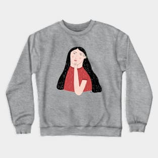 Girl in Red Crewneck Sweatshirt